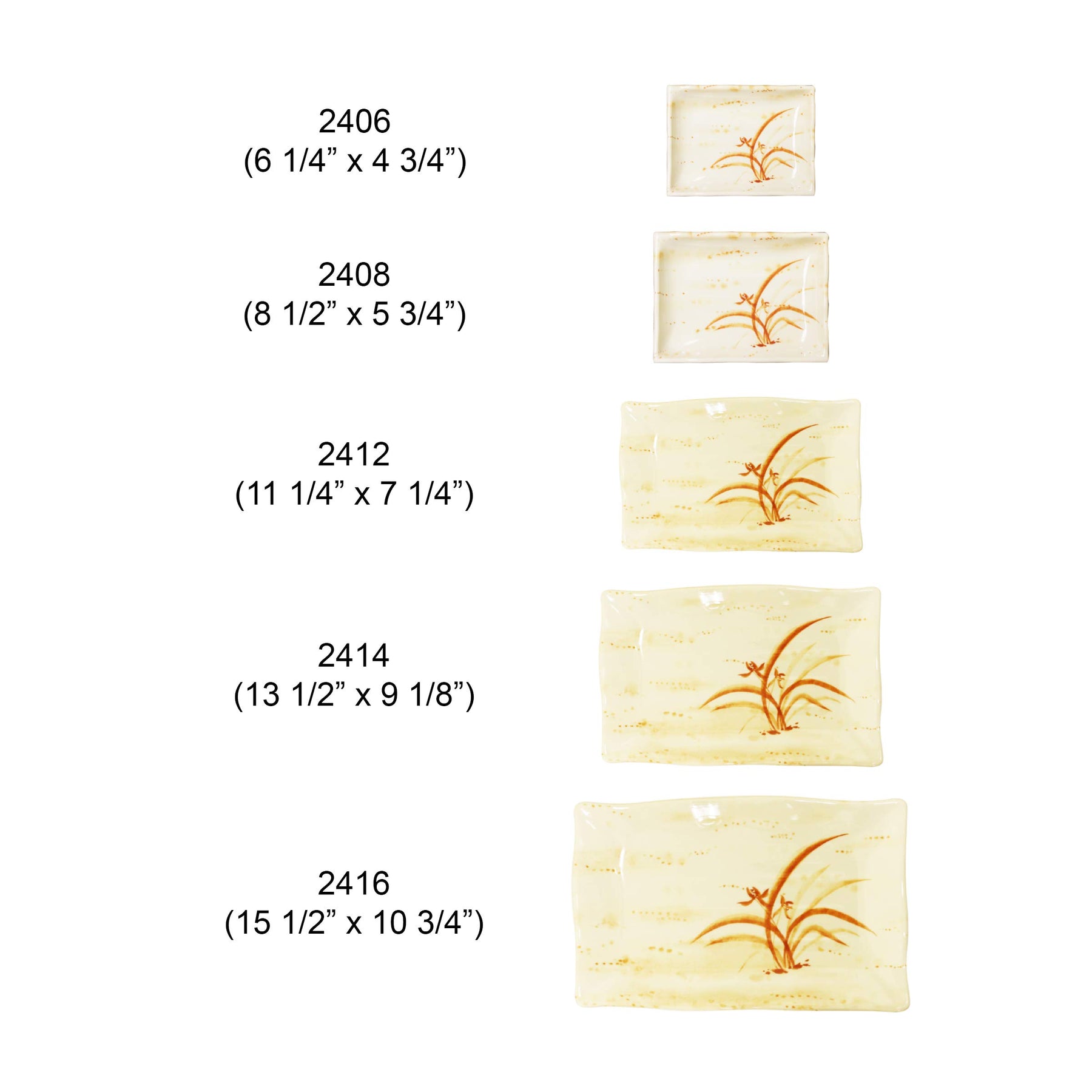 Thunder Group Gold orchid melamine dinnerware collection 15 1/2" x 10 3/4" wave rectangular plate, comes in dozen view 3