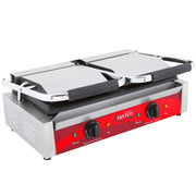 TableTop King P84 Double Commercial Panini Sandwich Grill with Grooved Plates - 18 3/16" x 9 1/16" Cooking Surface - 120V, 3500W