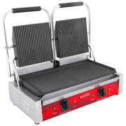 TableTop King P84 Double Commercial Panini Sandwich Grill with Grooved Plates - 18 3/16" x 9 1/16" Cooking Surface - 120V, 3500W view 2