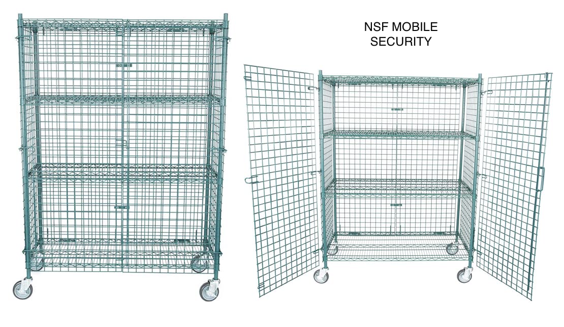 NSF Mobile Green Wire Security Cage Kit - 18 inch x 48 inch x 69 inch