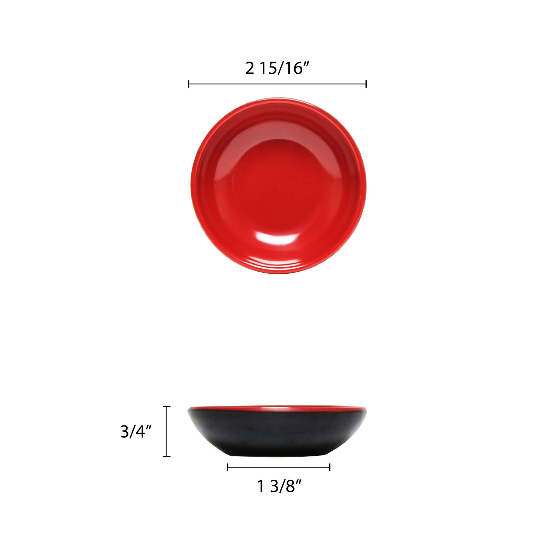 Thunder Group 1 oz, 2 3/4" x 2 3/4", sauce dish, red & black, two tone, comes in dozen view 2