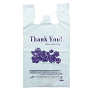 R Noble Heavy Duty 12???23???7?Purple Flower Thank You Reusable Disposable Grocery T-Shirt Plastic Bags 200 Counts 17Mic view 4