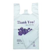 R Noble Heavy Duty 12???23???7?Purple Flower Thank You Reusable Disposable Grocery T-Shirt Plastic Bags 200 Counts 17Mic view 5
