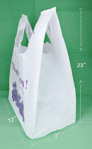 R Noble Heavy Duty 12???23???7?Purple Flower Thank You Reusable Disposable Grocery T-Shirt Plastic Bags 200 Counts 17Mic view 6