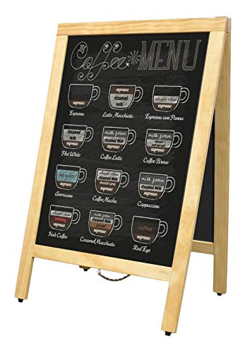 A-Frame Sidewalk MENU Chalkboard with Natural Color Frame