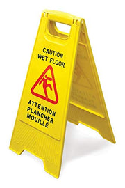 YELLOW PLASTIC WET FLOOR CAUTION SIGN- ENGLISH/FRENCH
