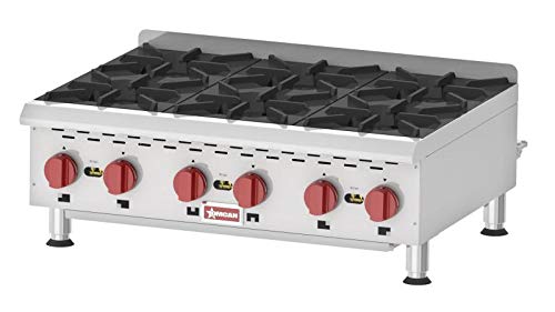 OMCAN 43735 COUNTERTOP STAINLESS STEEL GAS HOT PLATE WITH 6 BURNERS ITEM: 43735
