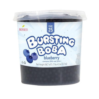 Bossen Bursting Boba Pure25 filled with a refreshing fruity liquid that creates a burst of flavor in your mouth Make in Taiwan 7.04 lb Each Pack (1 pack, Blueberry)