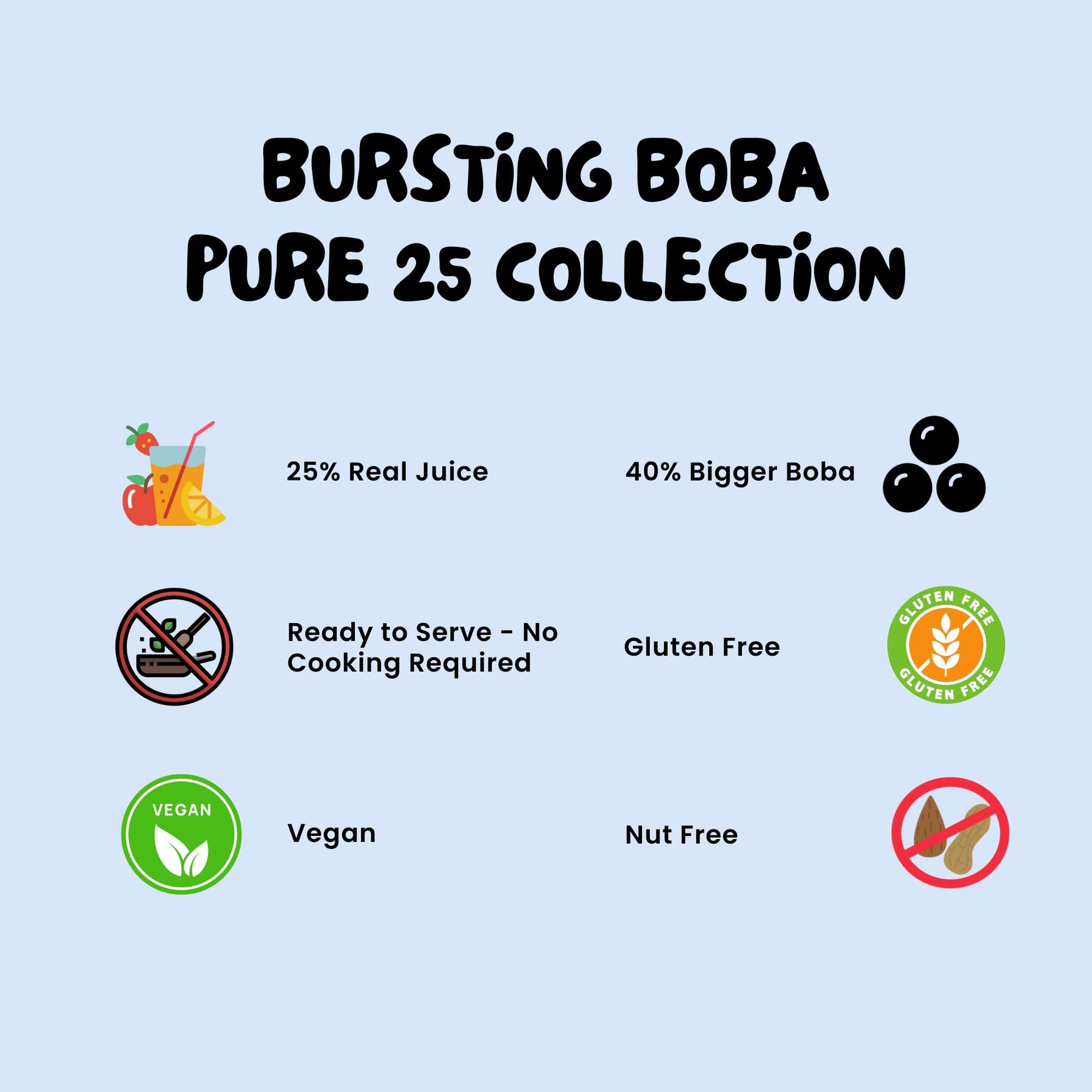 Bossen Bursting Boba Pure25 filled with a refreshing fruity liquid that creates a burst of flavor in your mouth Make in Taiwan 7.04 lb Each Pack (1 pack, Blueberry) view 2