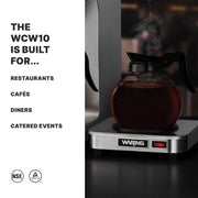 Waring Commercial WCW10 Café Deco Single Coffee Carafe Warmer, 120V, 5-15 Phase Plug, Single Burner Silver view 2