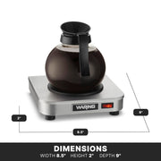 Waring Commercial WCW10 Café Deco Single Coffee Carafe Warmer, 120V, 5-15 Phase Plug, Single Burner Silver view 3