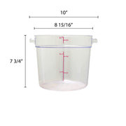 Thunder Group 6 quart round food storage container, polycarbonate, clear, comes in each view 2