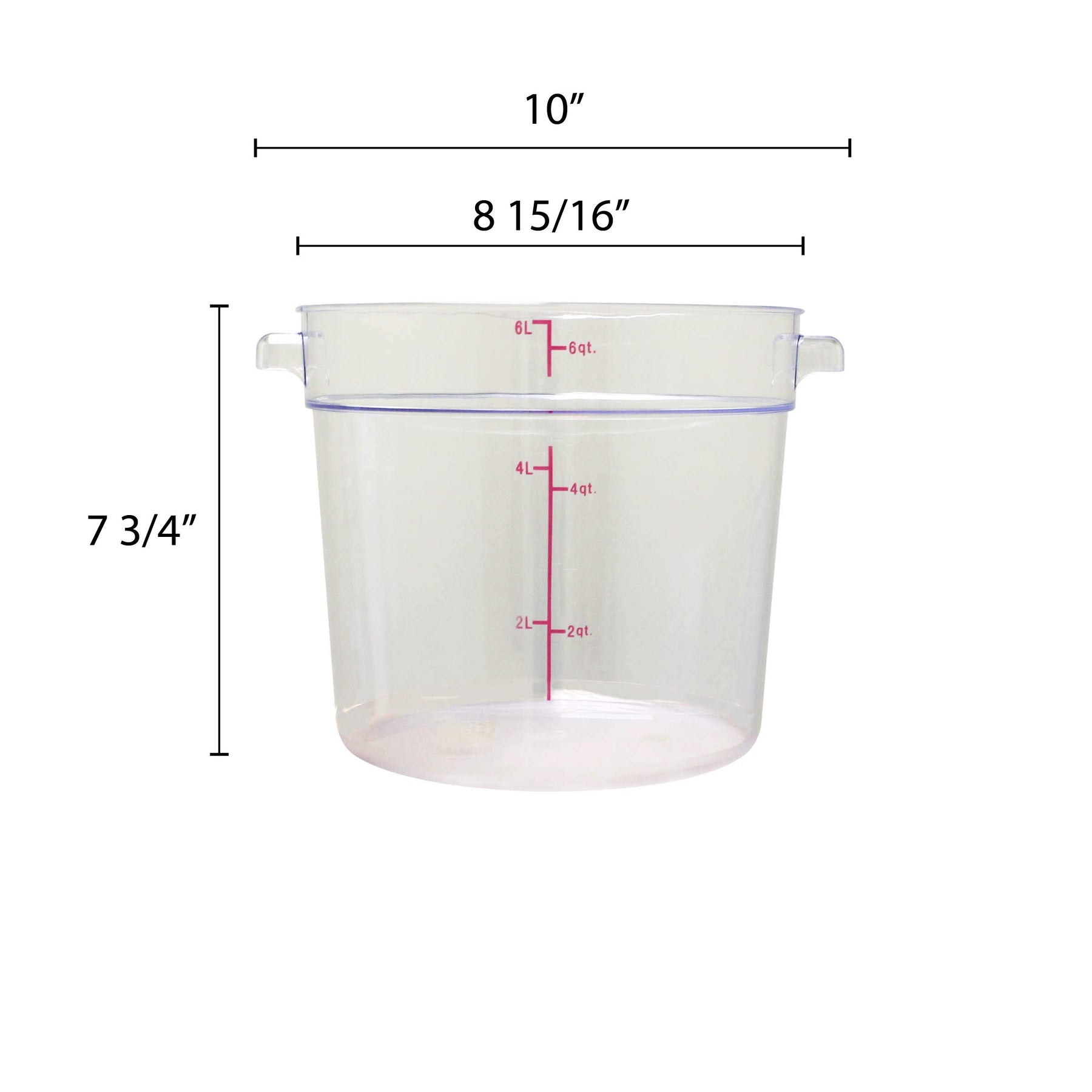 Thunder Group 6 quart round food storage container, polycarbonate, clear, comes in each view 2