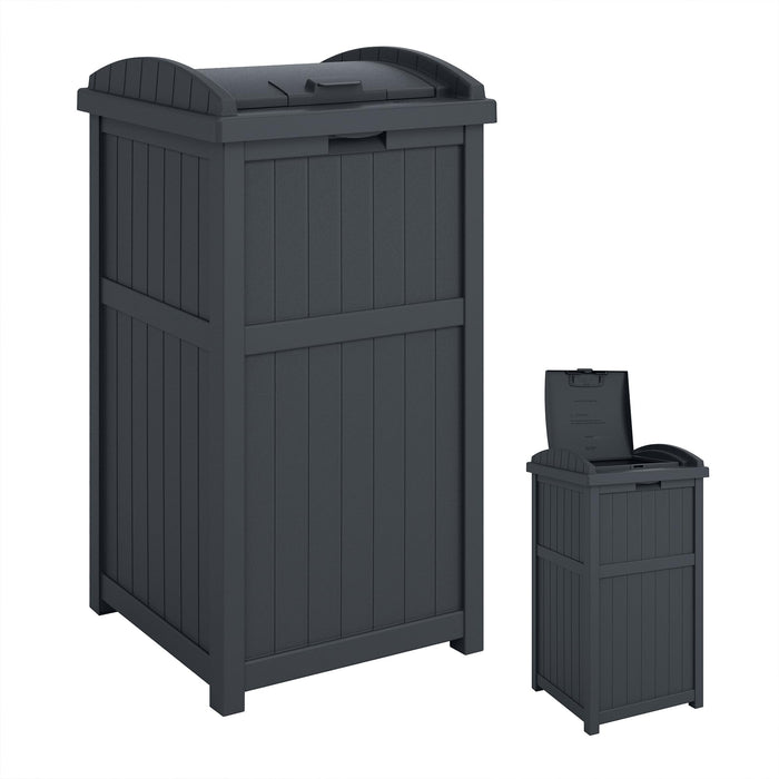 Suncast 33 Gal Outdoor Trash Can Hideaway with Lid, Cyberspace