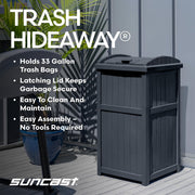 Suncast 33 Gal Outdoor Trash Can Hideaway with Lid, Cyberspace view 2