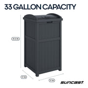 Suncast 33 Gal Outdoor Trash Can Hideaway with Lid, Cyberspace view 3