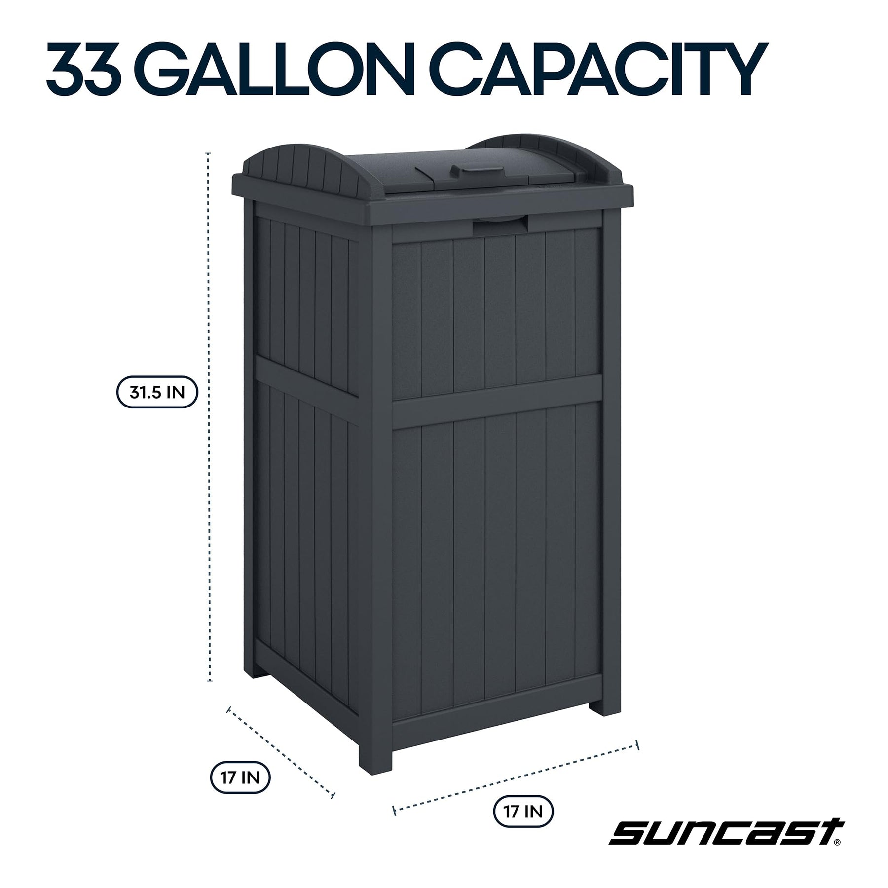 Suncast 33 Gal Outdoor Trash Can Hideaway with Lid, Cyberspace view 3