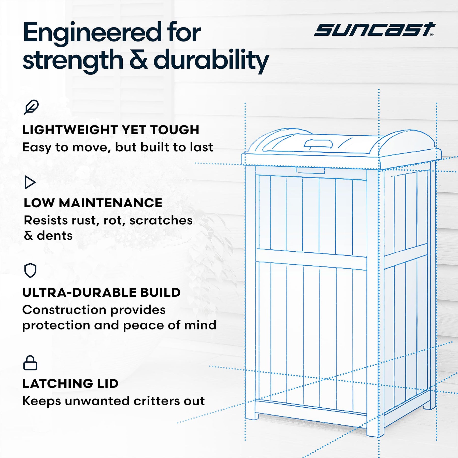Suncast 33 Gal Outdoor Trash Can Hideaway with Lid, Cyberspace view 6
