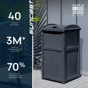 Suncast 33 Gal Outdoor Trash Can Hideaway with Lid, Cyberspace view 8