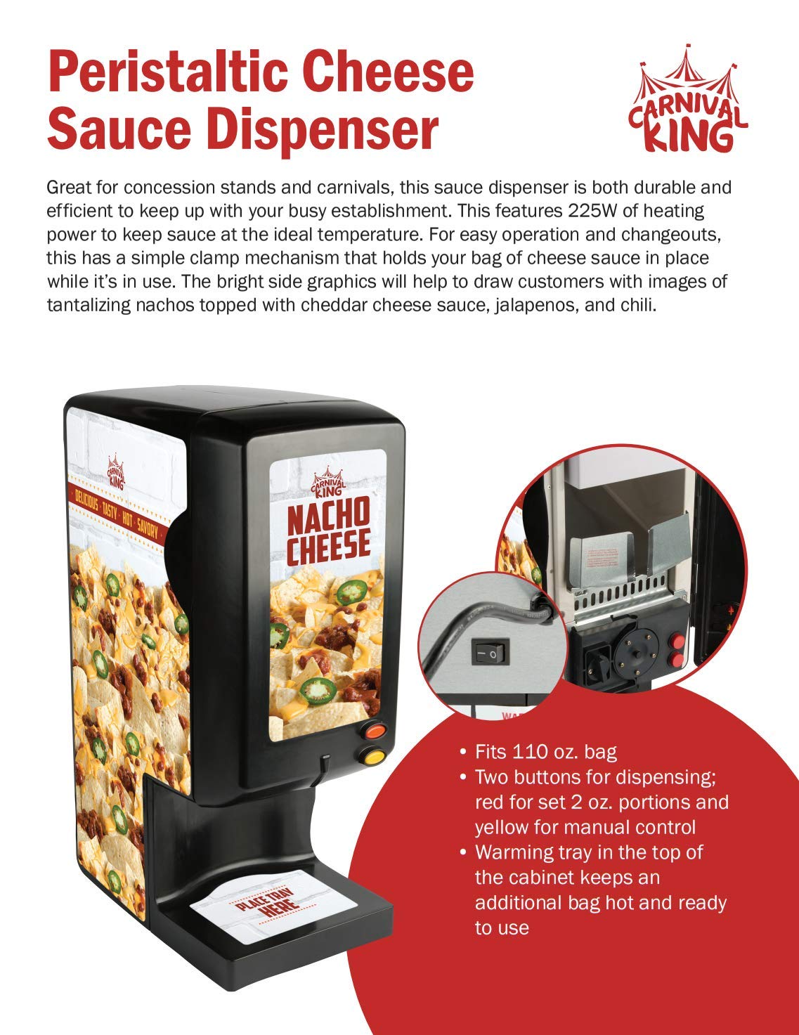 Wallace Flynn Carnival King CD225 Peristaltic Cheese Sauce Dispenser - 120V, 225W, Black view 7