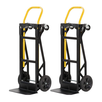 Harper Trucks PJDY2223AKD 400 Pound Capacity Glass Filled Nylon Frame Dual Convertible Cart and Dolly with 8 Inch Pneumatic Wheels, Black (2 Pack)