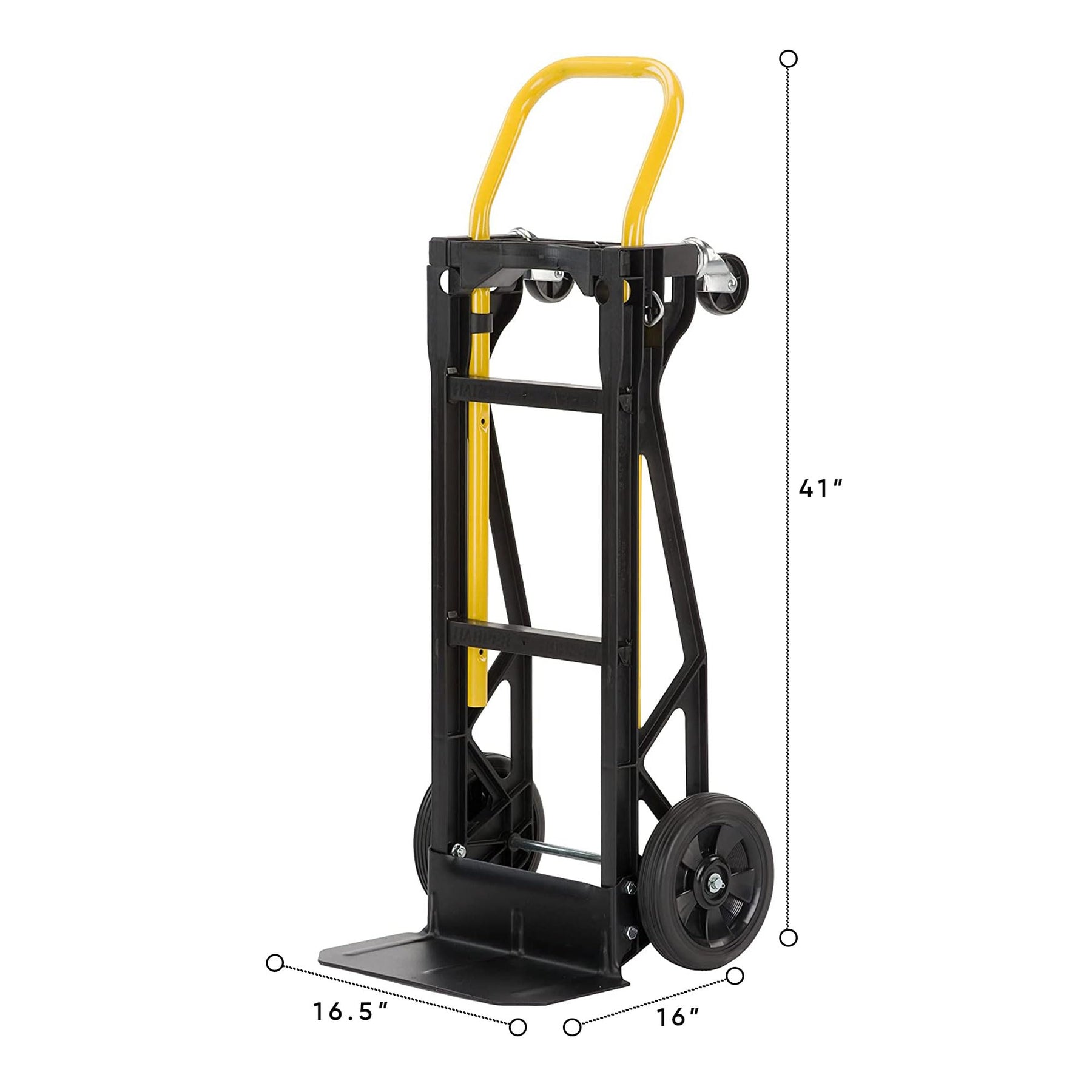 Harper Trucks PJDY2223AKD 400 Pound Capacity Glass Filled Nylon Frame Dual Convertible Cart and Dolly with 8 Inch Pneumatic Wheels, Black (2 Pack) view 2
