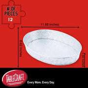 Tablecraft Galvanized Oval Serving Trays, Steel Dinner Food Platter, Silver Pebble Textured, Rustic Style Plates for Restaurant, Patio, Indoor and Outdoor Use, Reusable, Unbreakable, 12x9, 12 Pcs view 2
