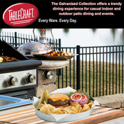 Tablecraft Galvanized Oval Serving Trays, Steel Dinner Food Platter, Silver Pebble Textured, Rustic Style Plates for Restaurant, Patio, Indoor and Outdoor Use, Reusable, Unbreakable, 12x9, 12 Pcs view 4