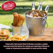 Tablecraft Galvanized Oval Serving Trays, Steel Dinner Food Platter, Silver Pebble Textured, Rustic Style Plates for Restaurant, Patio, Indoor and Outdoor Use, Reusable, Unbreakable, 12x9, 12 Pcs view 6