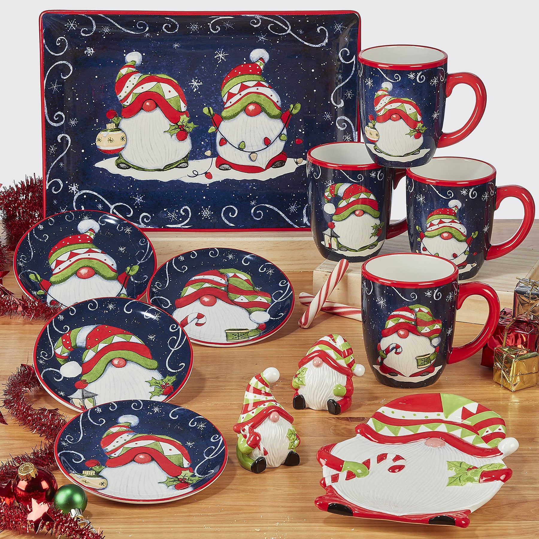 Certified International Holiday Magic Gnomes 16 oz. Mugs, Set of 4 view 3