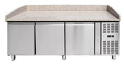 Omcan GRANITE TOP REFRIGERATED PIZZA PREP TABLE 80inch, OMCAN 41145, Metallic, OVER-ALL DIMENSIONS: 79.7” x 31.5” x 39”
