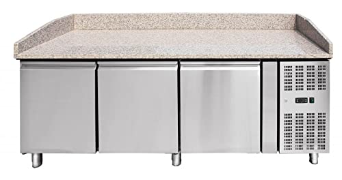Omcan GRANITE TOP REFRIGERATED PIZZA PREP TABLE 80inch, OMCAN 41145, Metallic, OVER-ALL DIMENSIONS: 79.7” x 31.5” x 39”