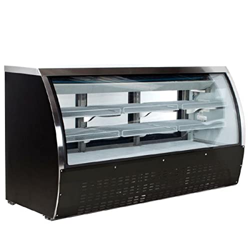 Omcan 50083 64-INCH REFRIGERATED FLOOR SHOWCASE WITH BLACK COATED STEEL EXTERIOR