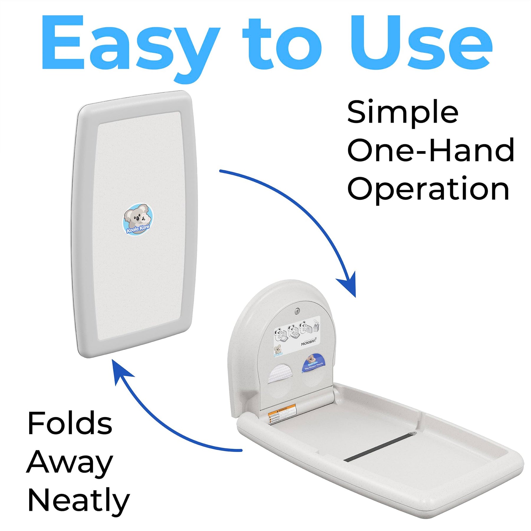Koala Kare KB301-05 Vertical Surface Mounted Baby Changing Table - Foldable Plastic Diaper Changing Station (White Granite) view 2