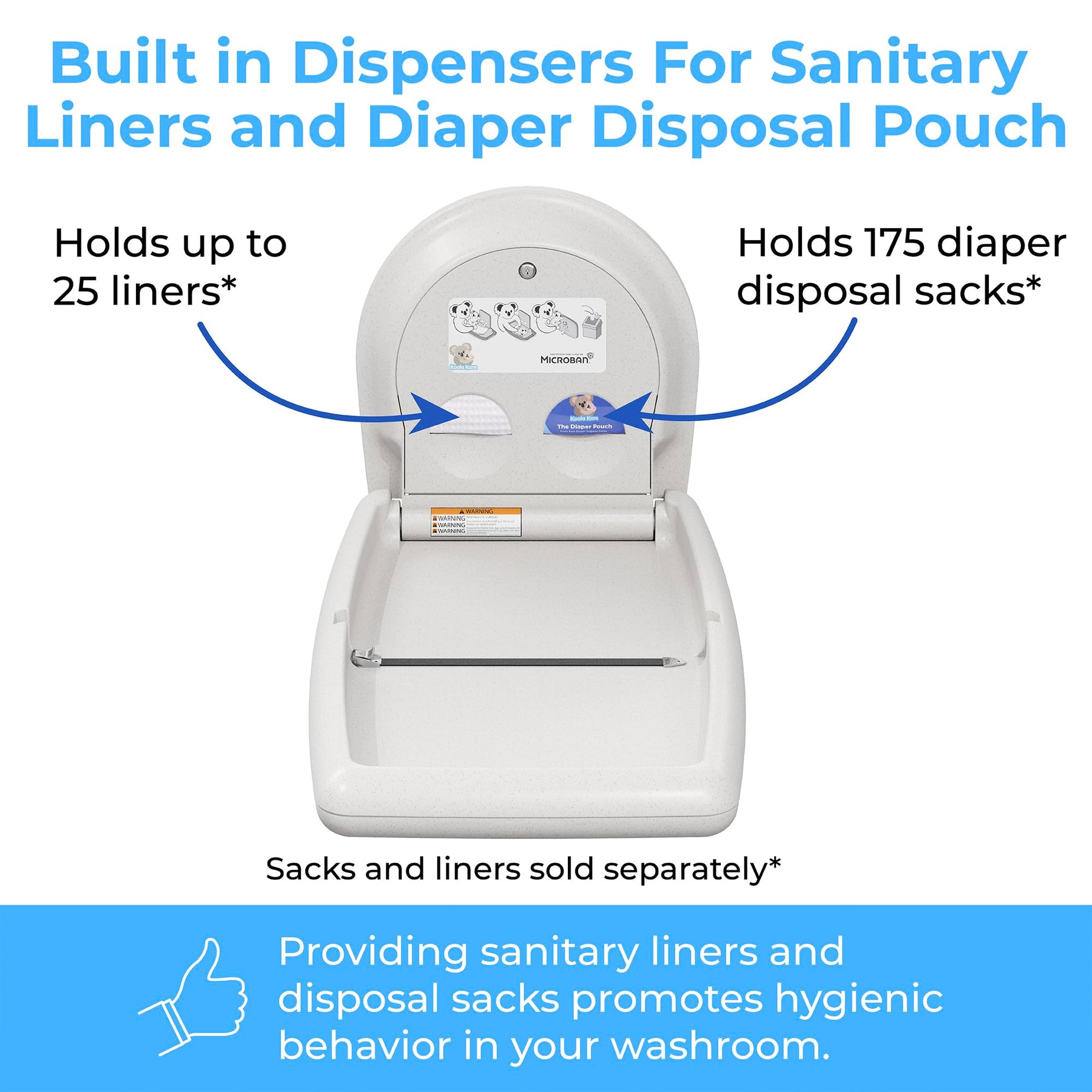 Koala Kare KB301-05 Vertical Surface Mounted Baby Changing Table - Foldable Plastic Diaper Changing Station (White Granite) view 6