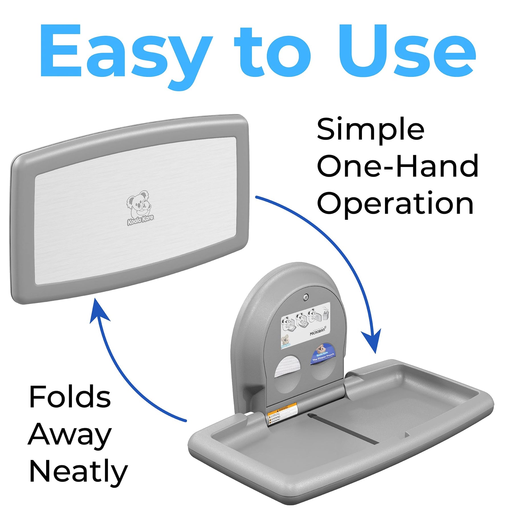 Koala Kare Surface-Mounted Horizontal Baby Changing Station with Stainless Steel Veneer, Model KB300-01SS (Grey) view 3