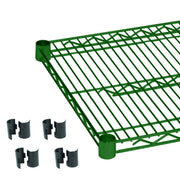 Thunder Group CMEP2448 Wire Shelving, 24" x 48", 850 lb. Capacity, with 4 Sets of Sleeve Clips, Heavy Duty, epoxy Coated, Green, NSF, Pack of 2