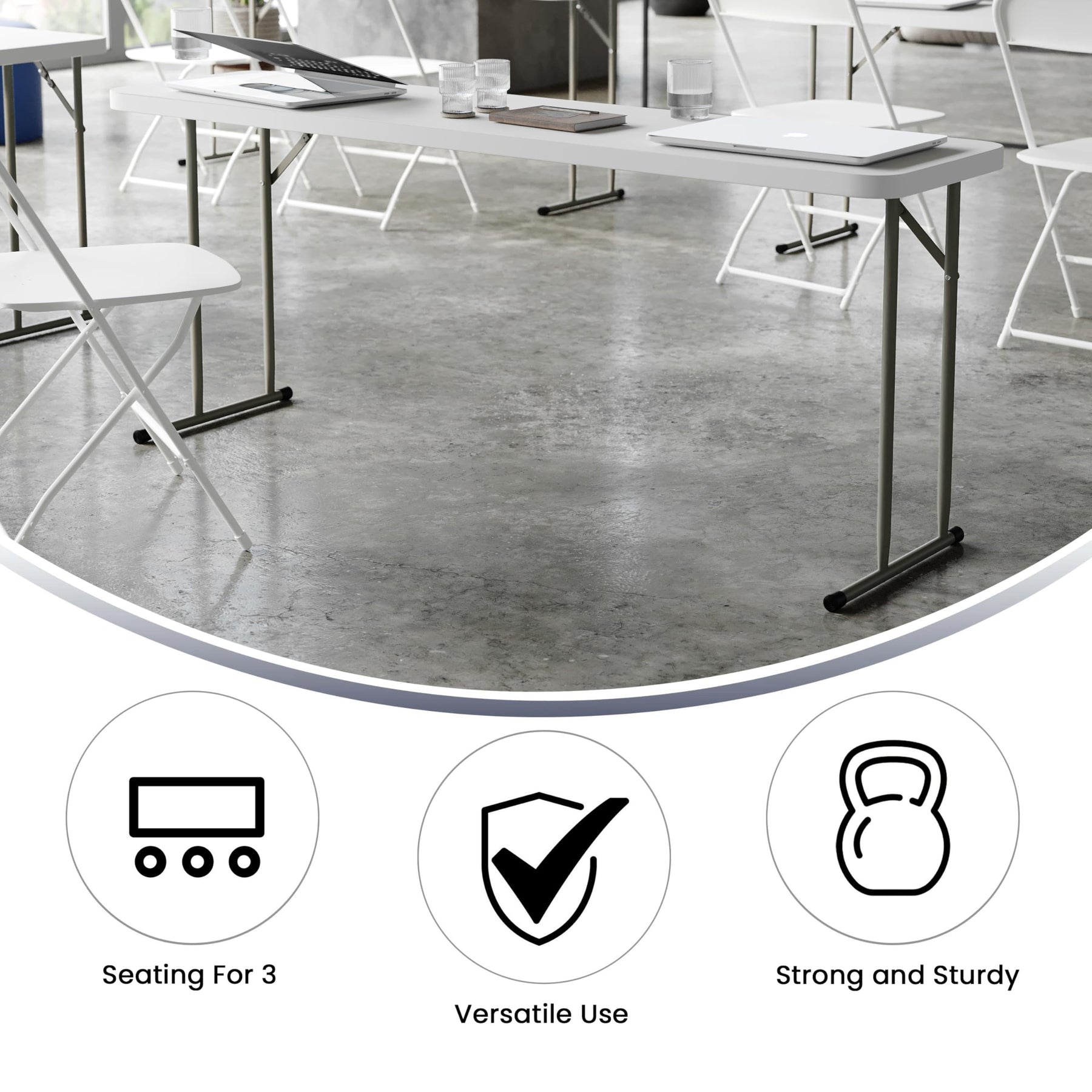 Flash Furniture 6 ft Plastic Folding Table, Granite White, 5-Pack view 4