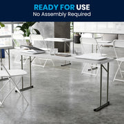 Flash Furniture 6 ft Plastic Folding Table, Granite White, 5-Pack view 9