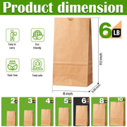 500 Kraft Brown Paper Bags, 6 LB, Small Paper Bags, Gift Bags, Lunch Bags, Grocery Bags, Craft Bags view 2