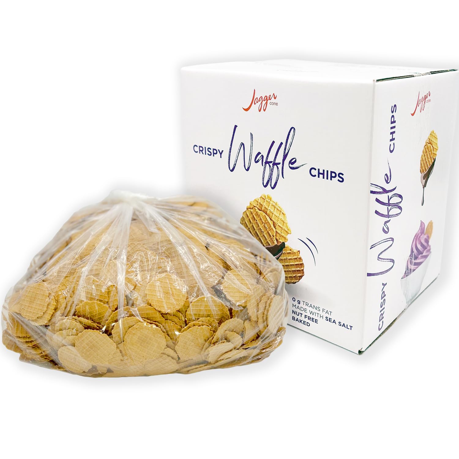 Jagger Cone Company Waffle Nachos Crispy Chips, for Ice Cream and Cannoli Dip, Made in USA, 5.5 lb Box, 1 Count view 5