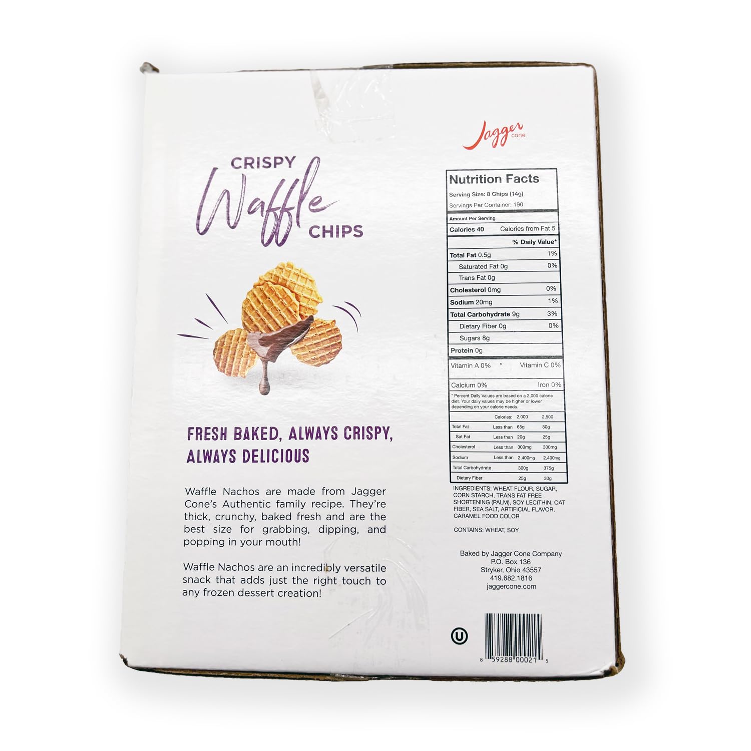 Jagger Cone Company Waffle Nachos Crispy Chips, for Ice Cream and Cannoli Dip, Made in USA, 5.5 lb Box, 1 Count view 7
