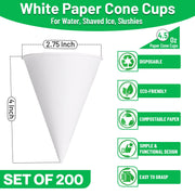 White 4.5 Oz Paper Cone snow Cups (5000, 4.5 oz) view 2