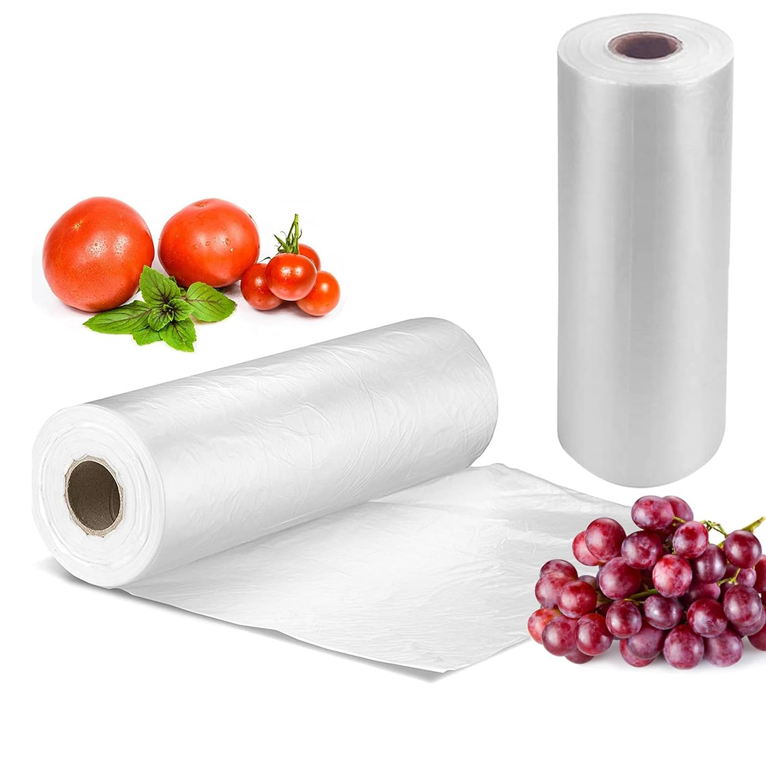 [4 Rolls] 12" X 20" Plastic Produce Bags on a Roll, Bread and Grocery Clear Bag, 350 Bags Per Roll
