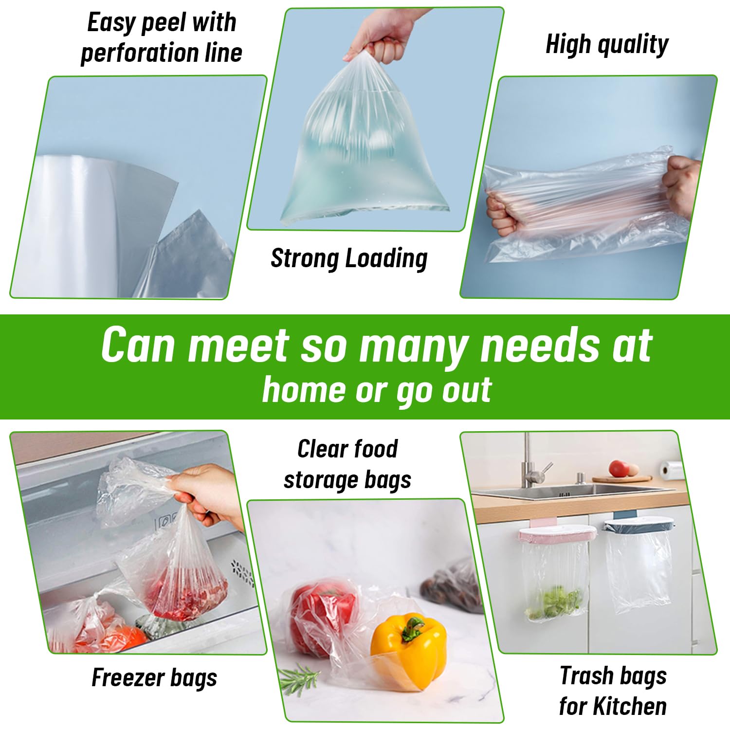 [4 Rolls] 12" X 20" Plastic Produce Bags on a Roll, Bread and Grocery Clear Bag, 350 Bags Per Roll view 4