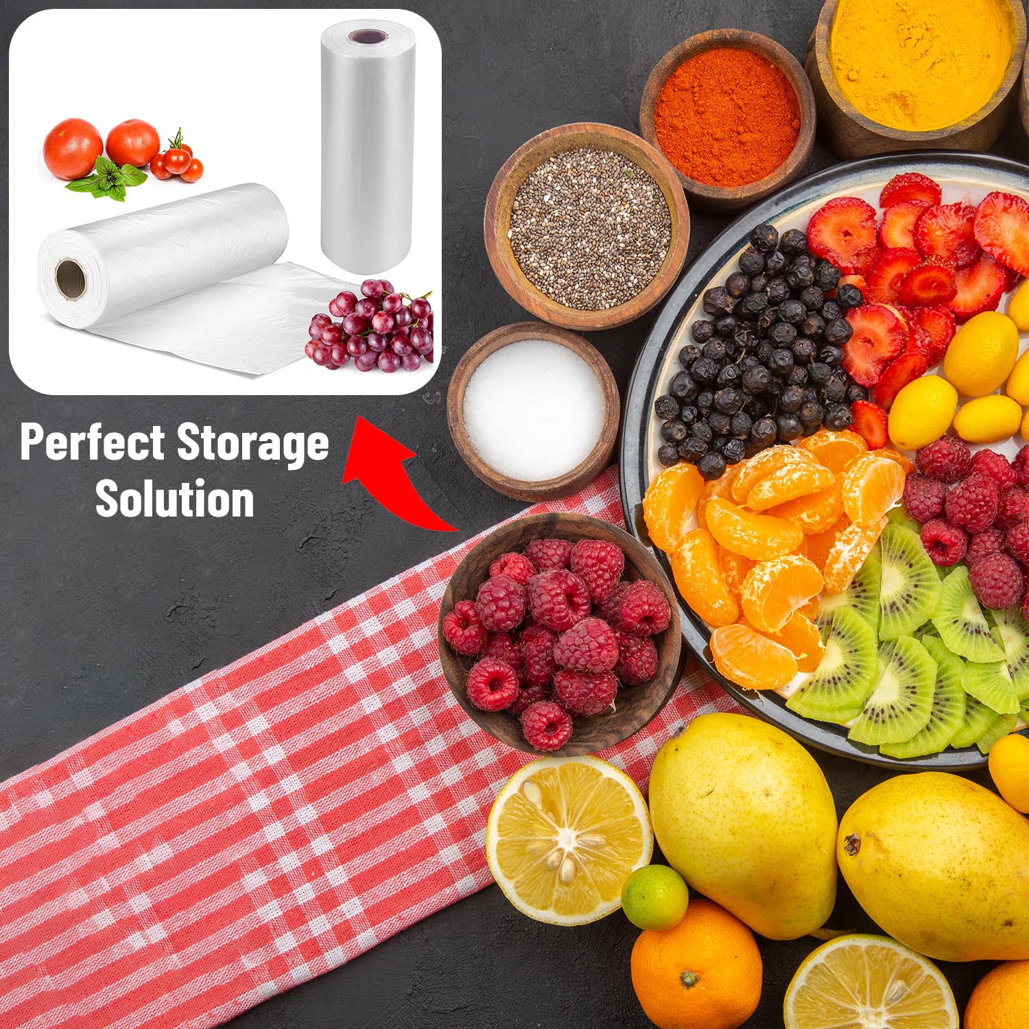 [4 Rolls] 12" X 20" Plastic Produce Bags on a Roll, Bread and Grocery Clear Bag, 350 Bags Per Roll view 6