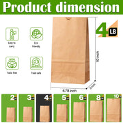 [500] 4 LB, Kraft Brown Lunch Paper Bags, Small Paper Bags, Gift Bags, Grocery Bags, Craft Bags, view 2