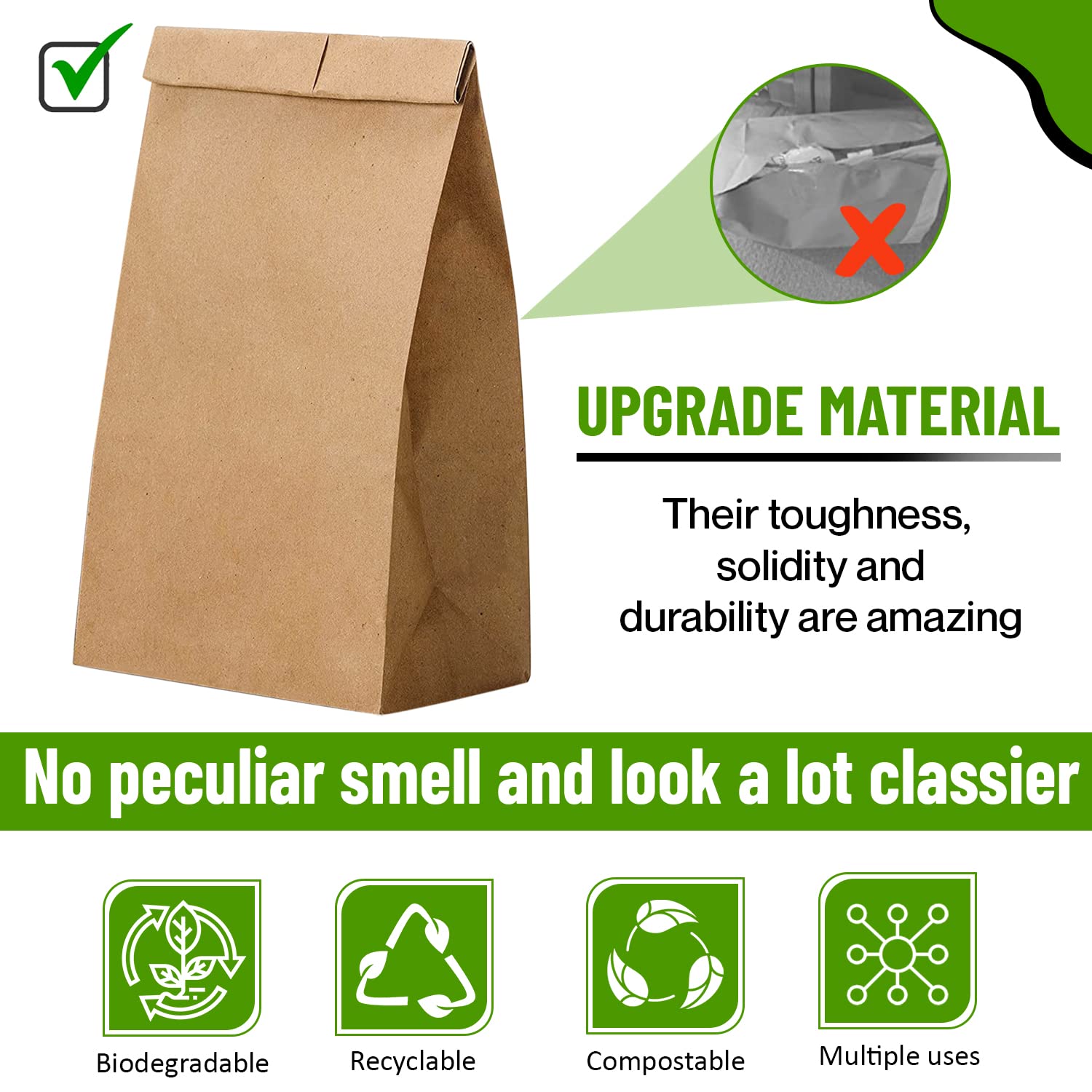 [500] 4 LB, Kraft Brown Lunch Paper Bags, Small Paper Bags, Gift Bags, Grocery Bags, Craft Bags, view 3