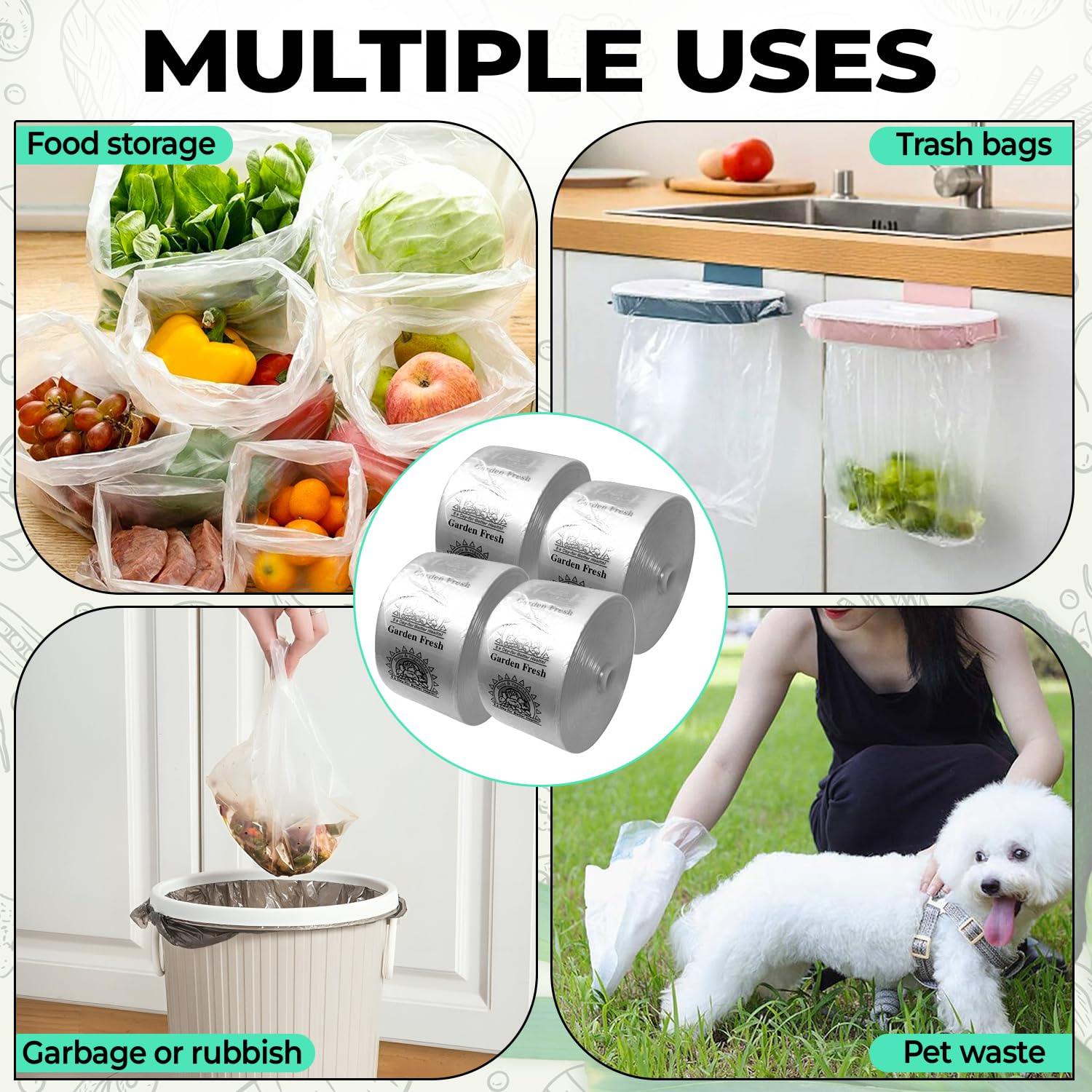 Retail Bags Direct Narrow Profile Produce Roll Bags With Extended Plastic Core - Garden Fresh - 15"X20" - 3300 Count - 4 Rolls - 8 Microns - Clear view 4