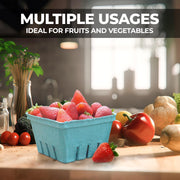 Pulp Produce Basket, Molded Pulp, Slotted Sides for Ventilation, Open Top, for Berries, Cherry Tomatoes, and Produce Display (Green, 1 pt., 500) view 6